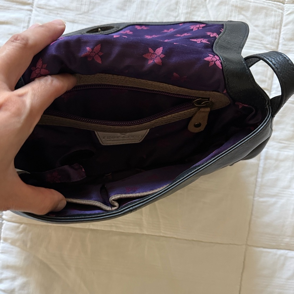 LIKE NEW! Anushka Floral Black and Gray Hand-painted Women's Bag - Picture 5 of 8